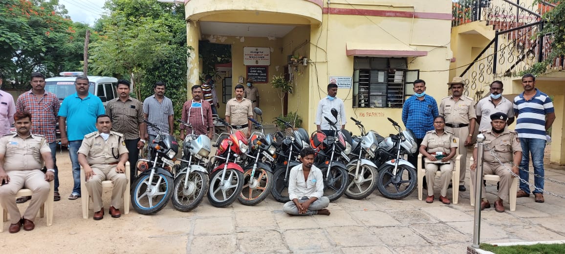 8 ಮೋಟಾರ್ ಸೈಕಲ್ ಕದ್ದ ಕಳ್ಳ ಈಗಾ ಪೊಲೀಸರ ವಶದಲ್ಲಿ 